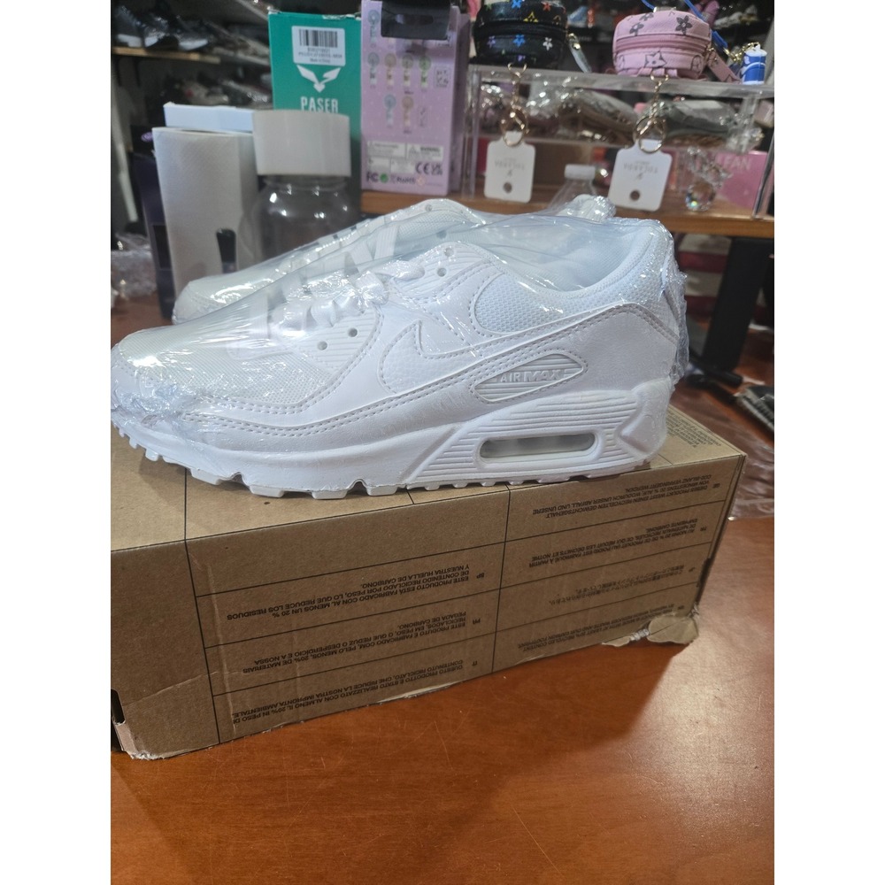 Nike Air Max 90 Triple White Womens Size 6 Mens 4.5 DH8010-100 Sneakers